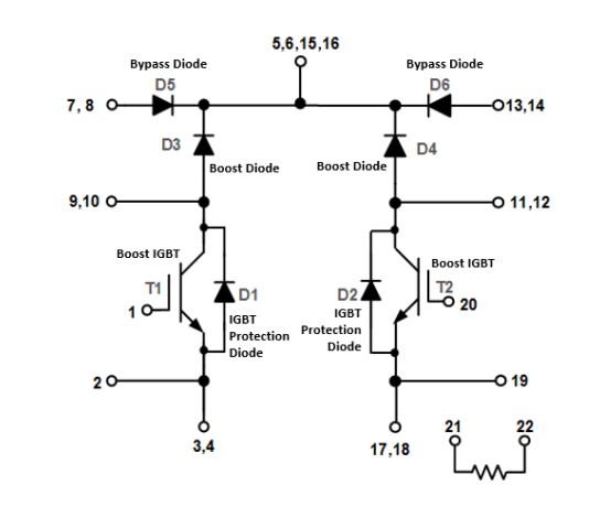 Schematic - onsemi NXH100B120H3Q0 Dual Boost Power Modules